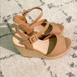 New Ankle Strap Tan Wedges Size 7.5